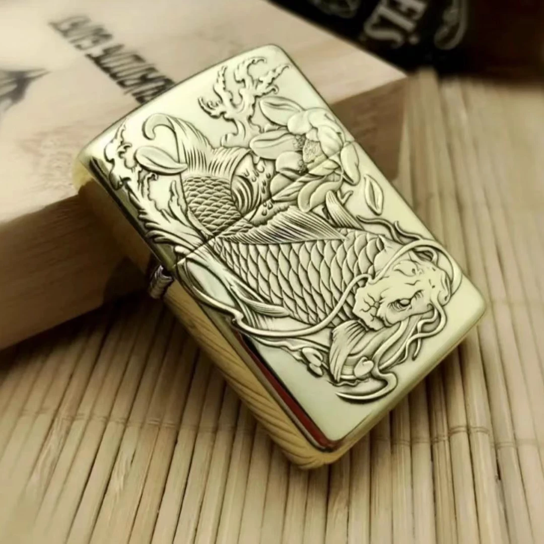 zippo打火机【纯铜鱼化龙】 盔甲机 3D 浮雕 煤油  防风 男士  DYJ1