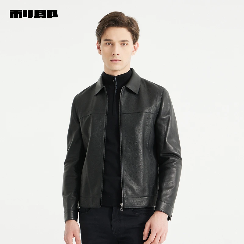 【商场同款】利郎官方真皮皮衣男士秋季新款短款外套男翻领1S