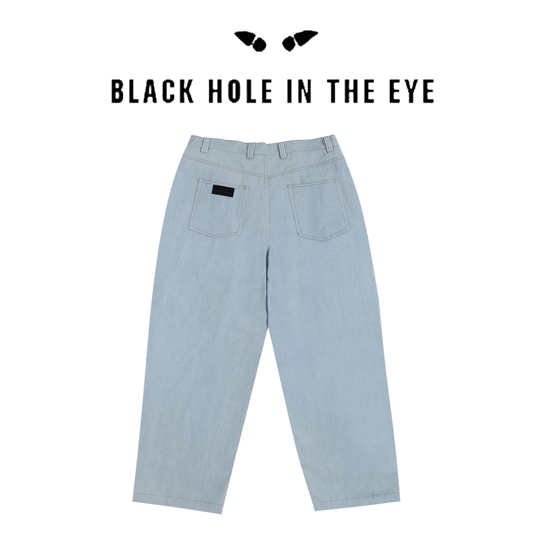 %黑洞之眼BHITE 牛仔的质感针织的柔软 重工洗水复古宽廓形牛仔裤