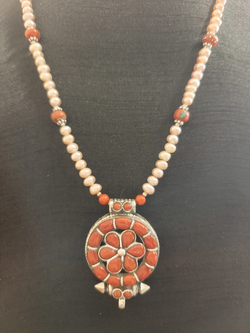 吊坠925银琉璃 印度手工项链