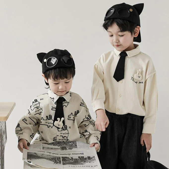 幼悠【白兔奶糖】儿童秋季可爱卡通趣撸萌宠兔兔衬衫潮N3904 N4030