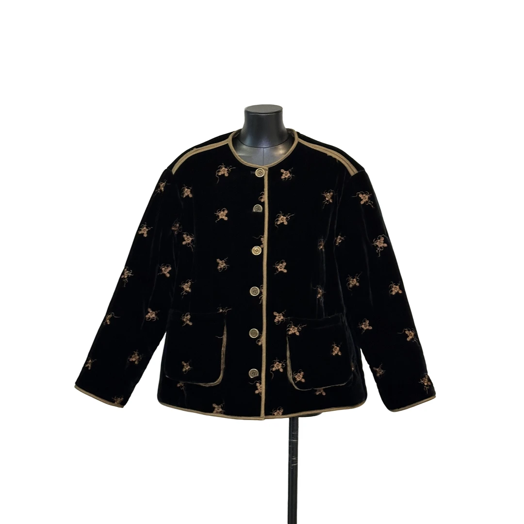 「利琪高订」国风大码显瘦一梅独香百搭休闲棉服外套A5505