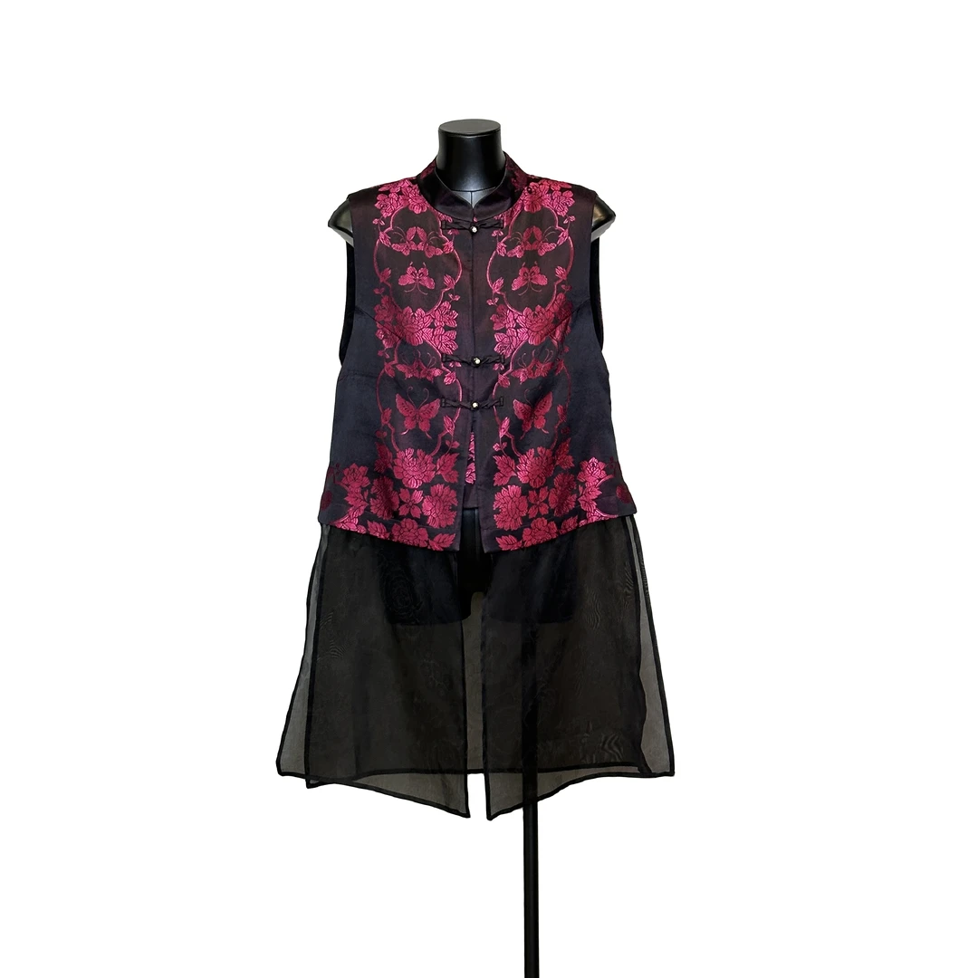 利琪高订【蝶舞沙沙】国风春季新款季新中式时尚提花拼接马甲A4948