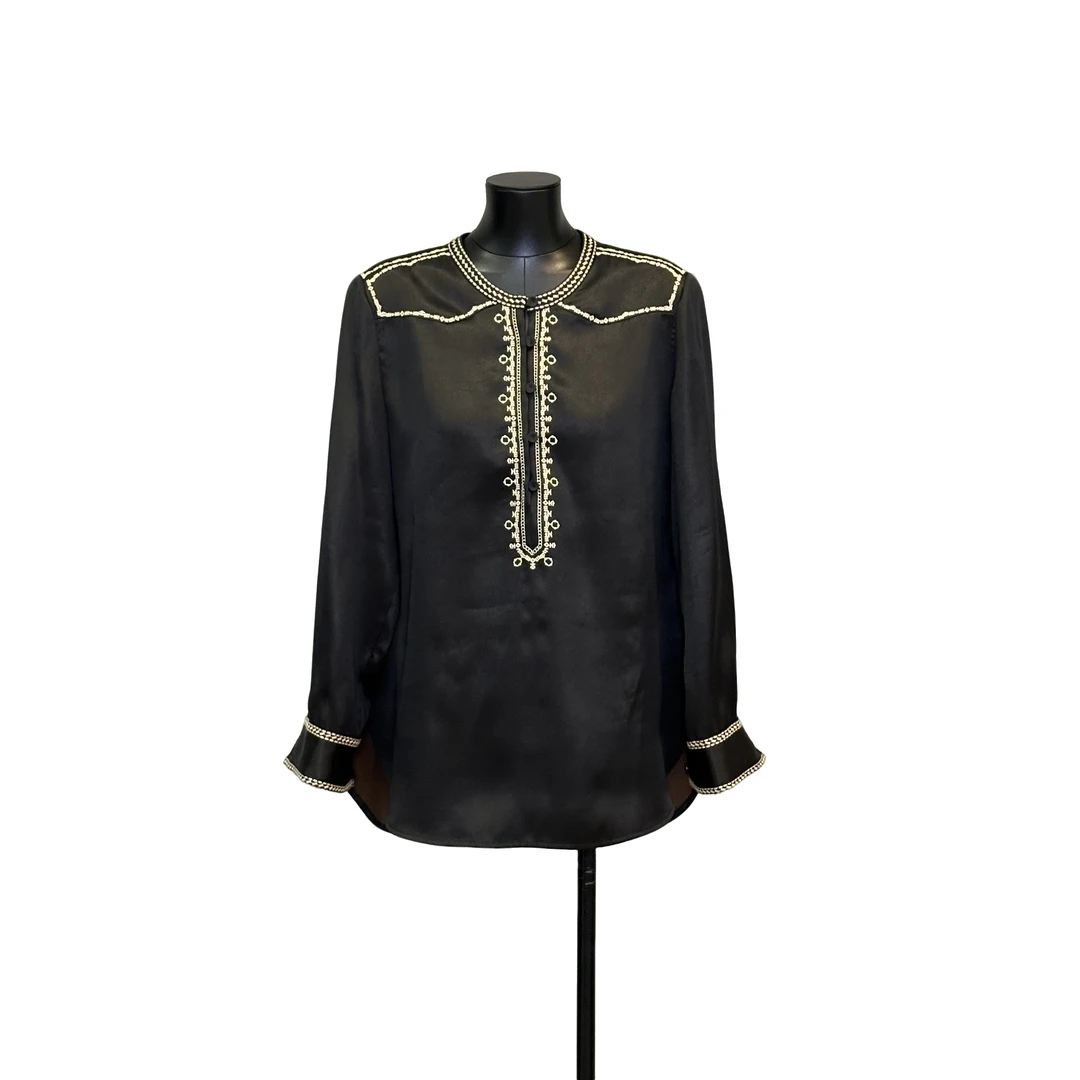 「利琪高订」国风新中式大码显瘦休闲云肩刺绣百搭打底衬衫A5458