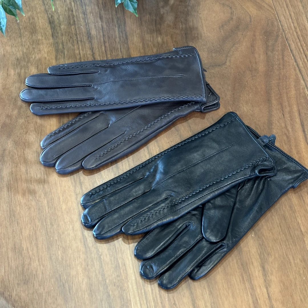 「利琪高订」国风秋冬保暖加绒羊皮手套C595