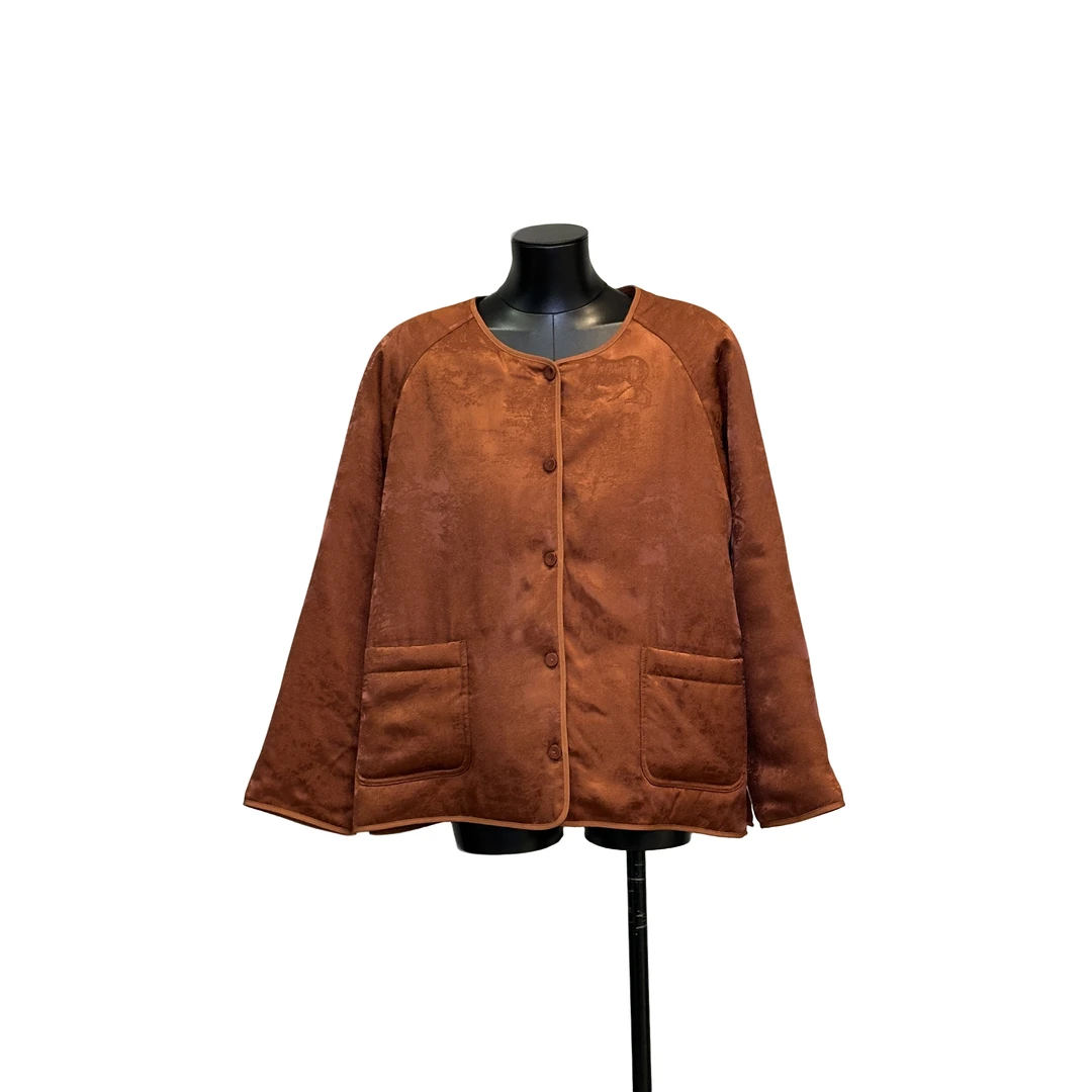 「利琪高订」国风大码显瘦气质简约纯色百搭内外穿棉外套A5662