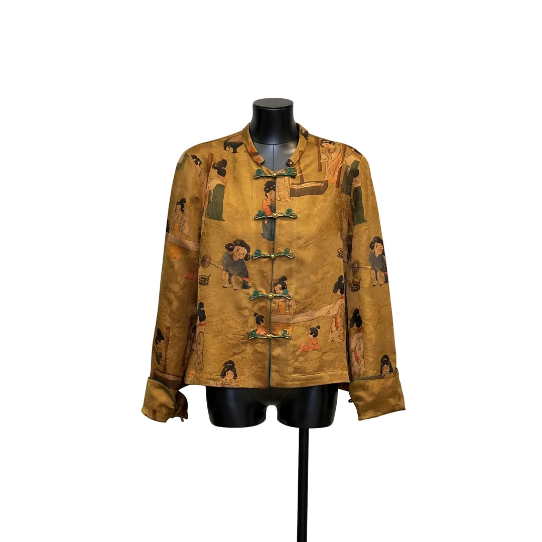 「利琪高订」 春季新款新中式重磅福娃印花手工盘扣外套A5209