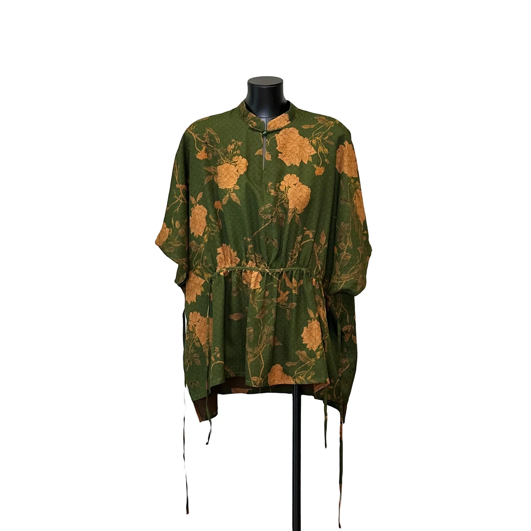 利琪高订【碧玉芙蓉】国风新中式气质系带收腰提花百搭衬衫A5122