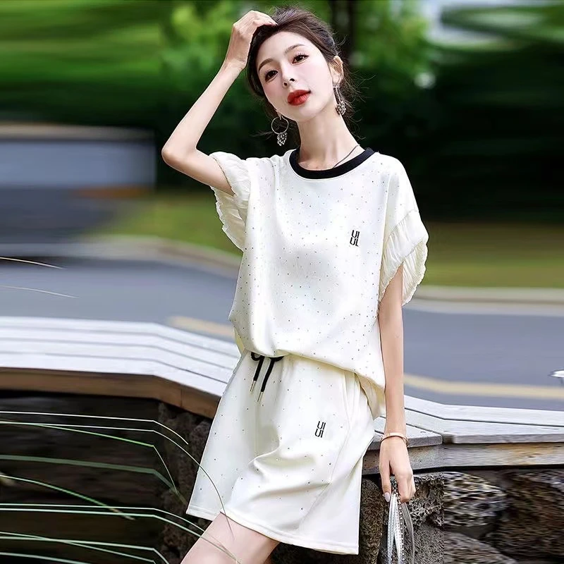 《泡泡袖》两件套·套装短袖时尚印花7776#