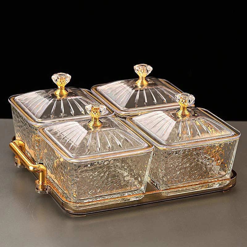 家用高档水果盘干果盘客厅果盘瓜子精致干果玻璃水果盘零食干果盒