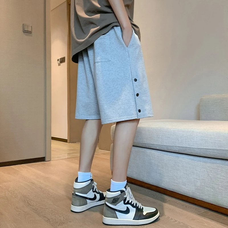 男款短裤夏季新款潮牌运动五分裤薄款男士排扣休闲裤男生宽松卫裤