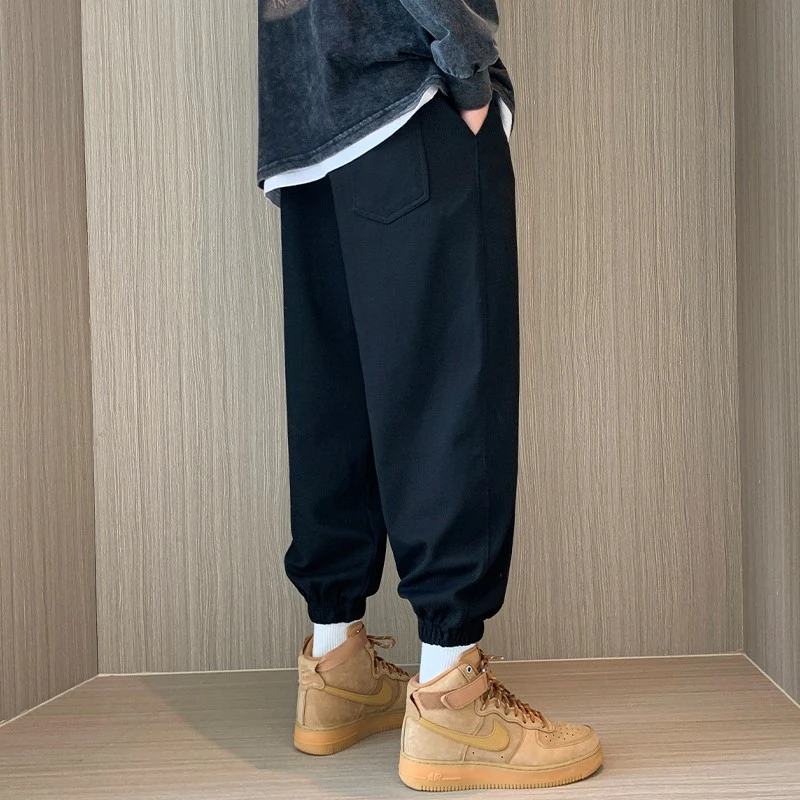 裤子男款秋冬款加绒男生运动裤宽松休闲裤男士束脚裤卫裤冬季男裤