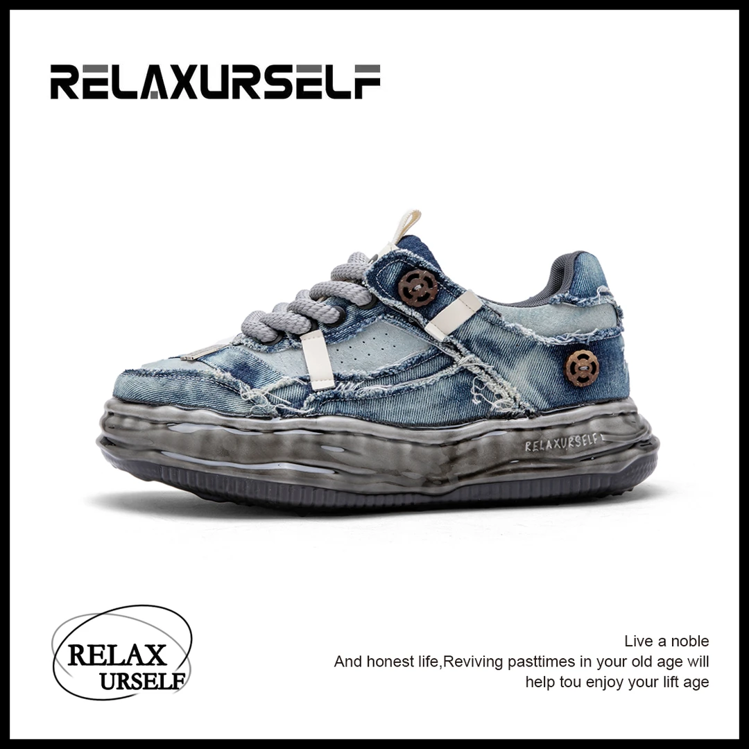 RELAXURSELF四季小众低帮厚底潮鞋ins男士时尚百搭休闲增高运动鞋