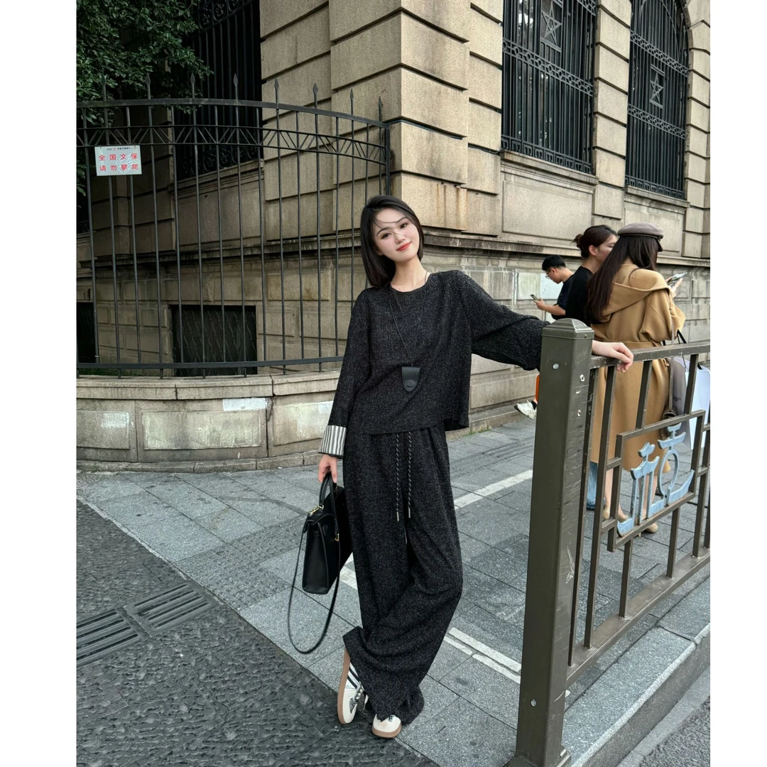 zx422早秋穿搭套装女2024新款时尚洋气显瘦休闲运动长裤两件套