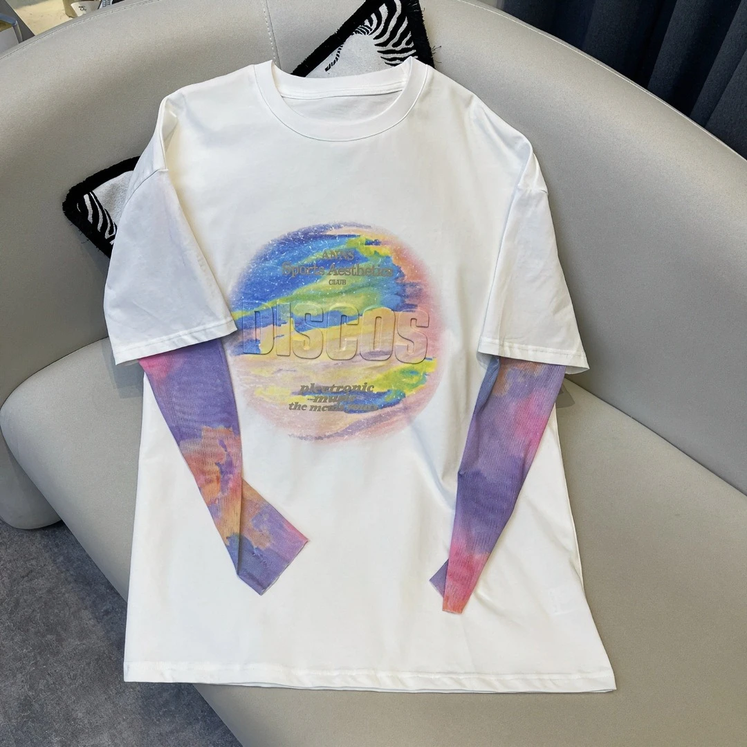 JW/静稳2024春季新款时尚宽松百搭休闲女款假两件长袖T恤8880076