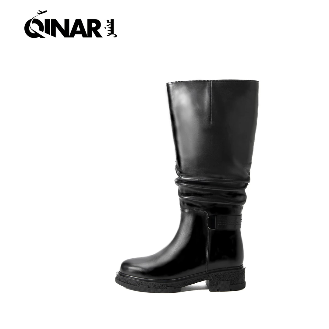 【旗纳尔】冬季2024皮毛一体长筒靴大筒围时装骑士 00533-1405ZM