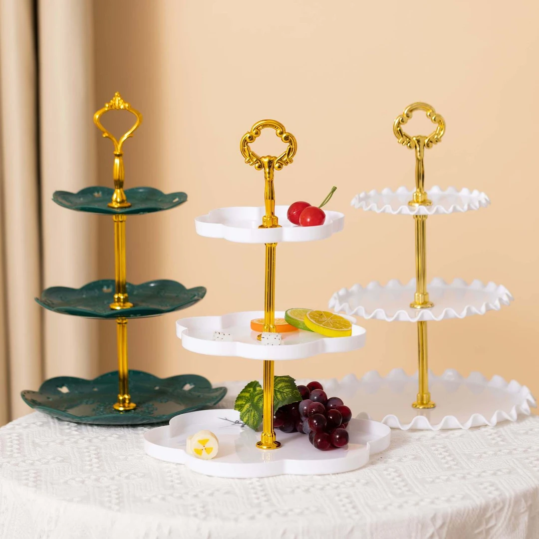 北欧水果盘豪华多层果盘塑料零食盘现代客厅三层水果盘糖果盘前台