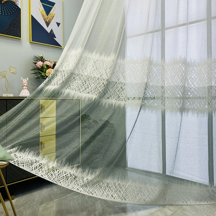 2023款高档窗纱精编窗纱北欧现代简约白纱半遮光通透小清新窗纱帘