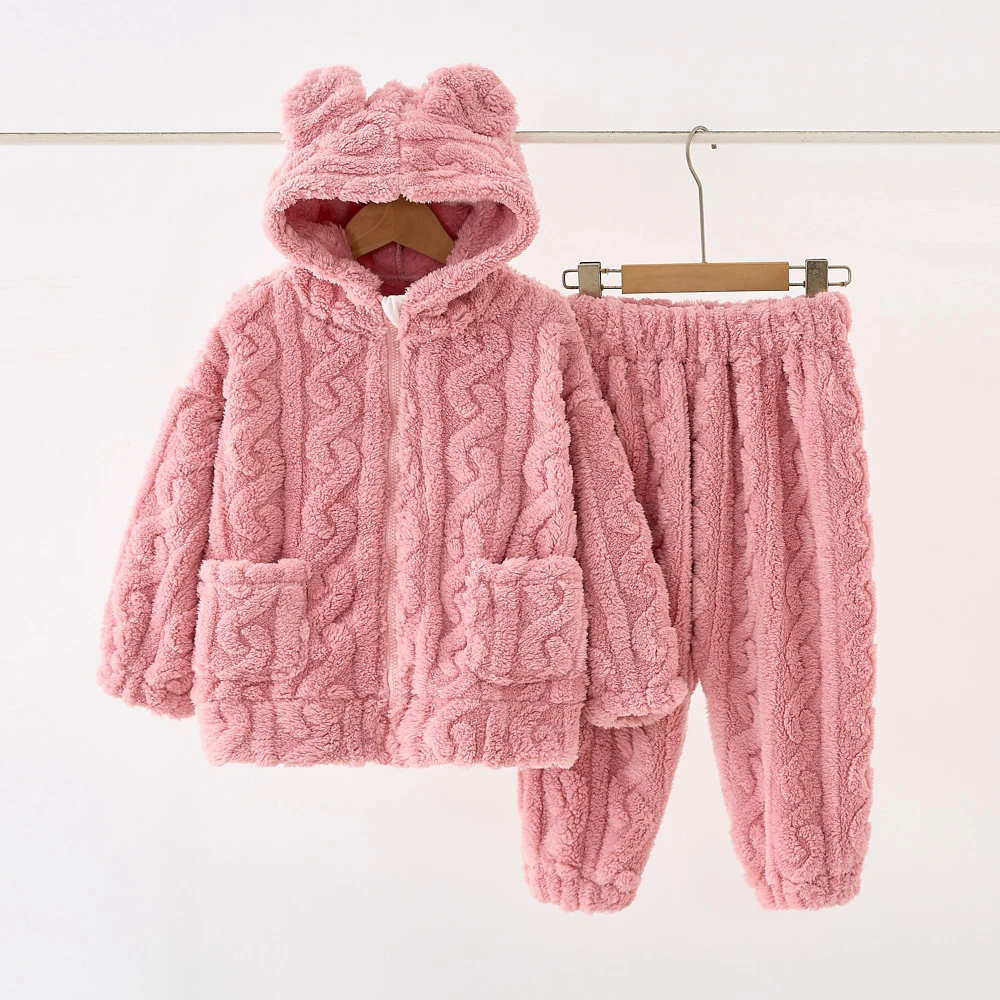 儿童睡衣法兰绒珊瑚绒秋冬季加绒加厚款女童家居服女孩中大童保暖