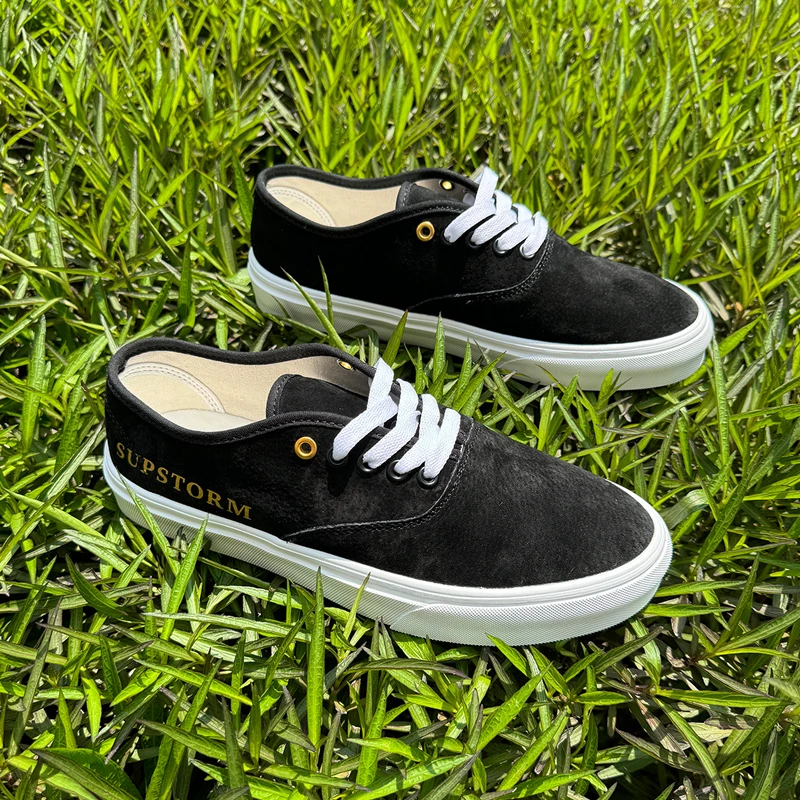 夏季爆款黑色板鞋真反毛皮透气情侣鞋外穿平底潮鞋男侧面烫金字母