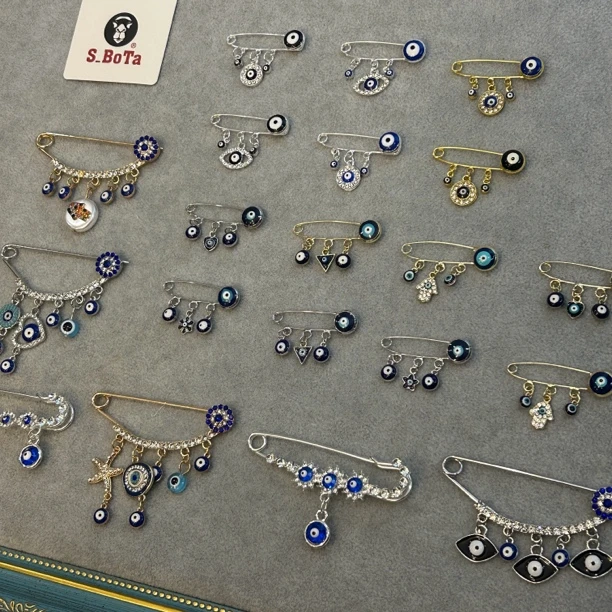 合金珐琅胸针 蓝眼睛别针胸针坏眼不碰恶魔之眼首饰饰品新疆包邮