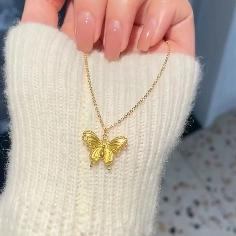 吊坠足银 4克面16包0.38仙女气质蝴蝶项链甜美精致时尚素款轻奢