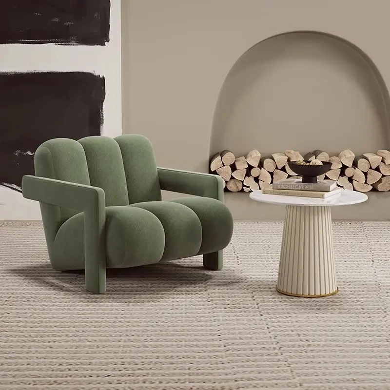 奶油风单人沙发椅设计师懒人客厅阳台现代简约轻奢接待会客休闲椅