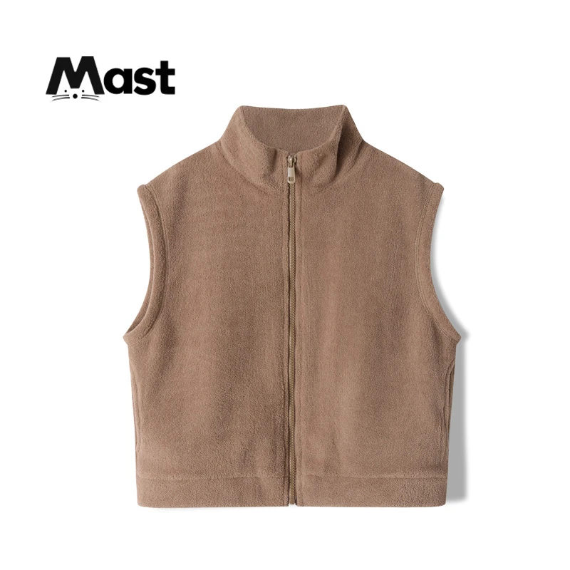 【现货】童装儿童毛茸茸马甲男童2023秋冬新款中大童拉链背心保暖