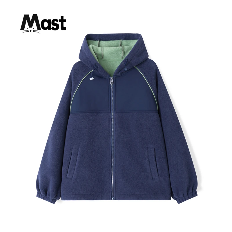 【现货】秋冬青少年中大童宽松火山绒连帽外套外穿2024内搭保暖上衣