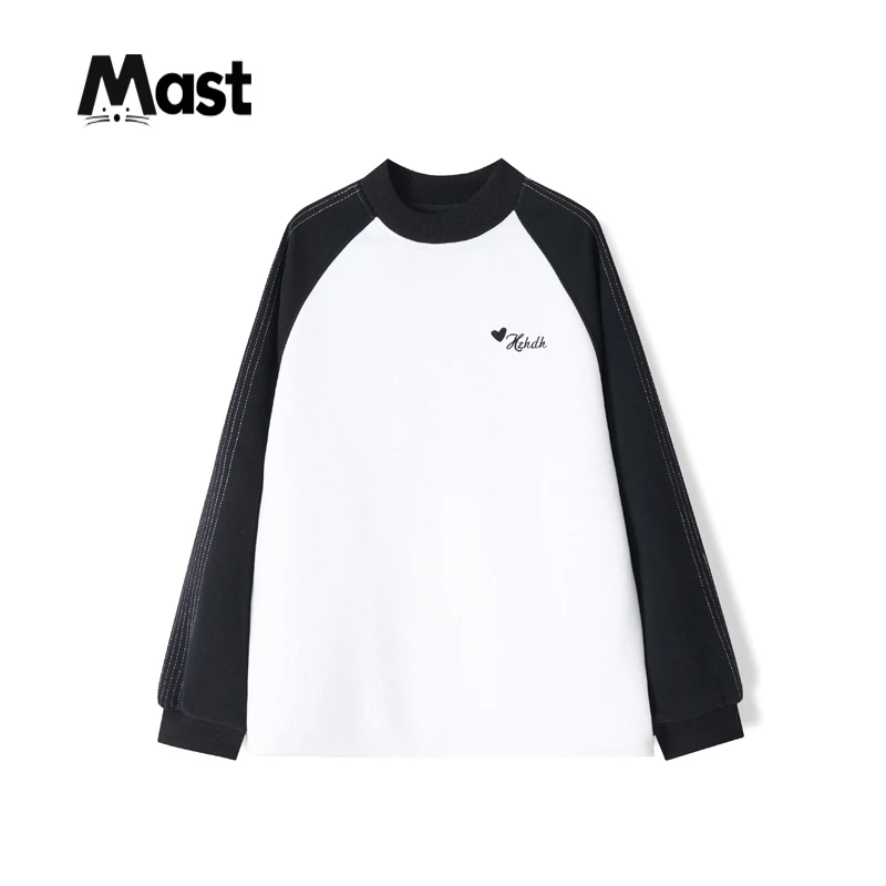 【现货】秋冬中大童青少年长袖纯棉T恤2024男童春秋字母插肩袖上衣