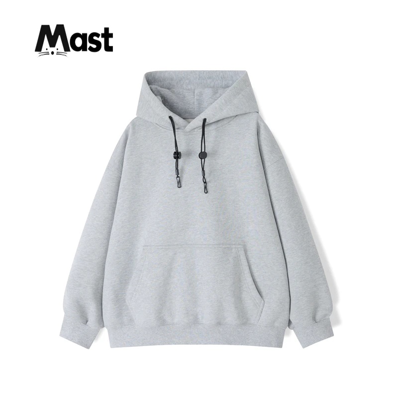 【现货】秋冬连帽抓绒加厚卫衣中大童青少年宽松2024男童纯色上衣