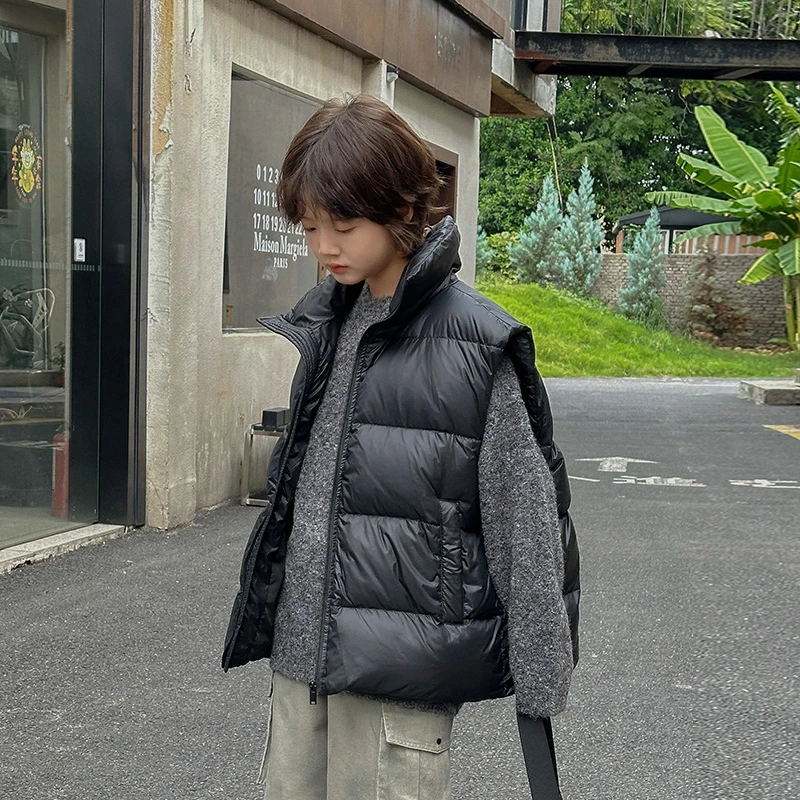 【现货】冬装青少年羽绒马甲外穿2024秋冬中大童加厚简约背心保暖