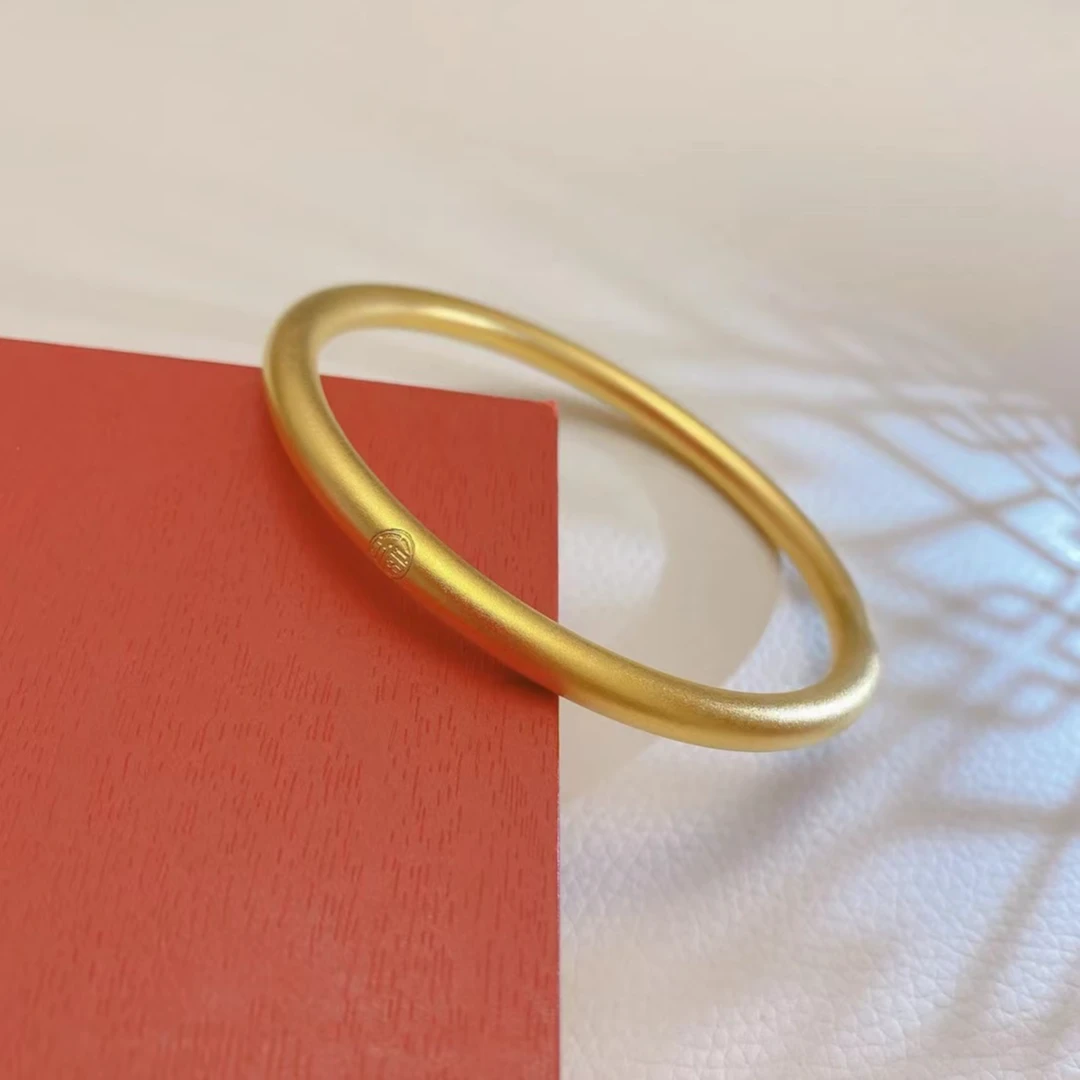 铜合金手镯铜合金手镯实心磨砂传承首饰气质轻奢古法素圈福字镯