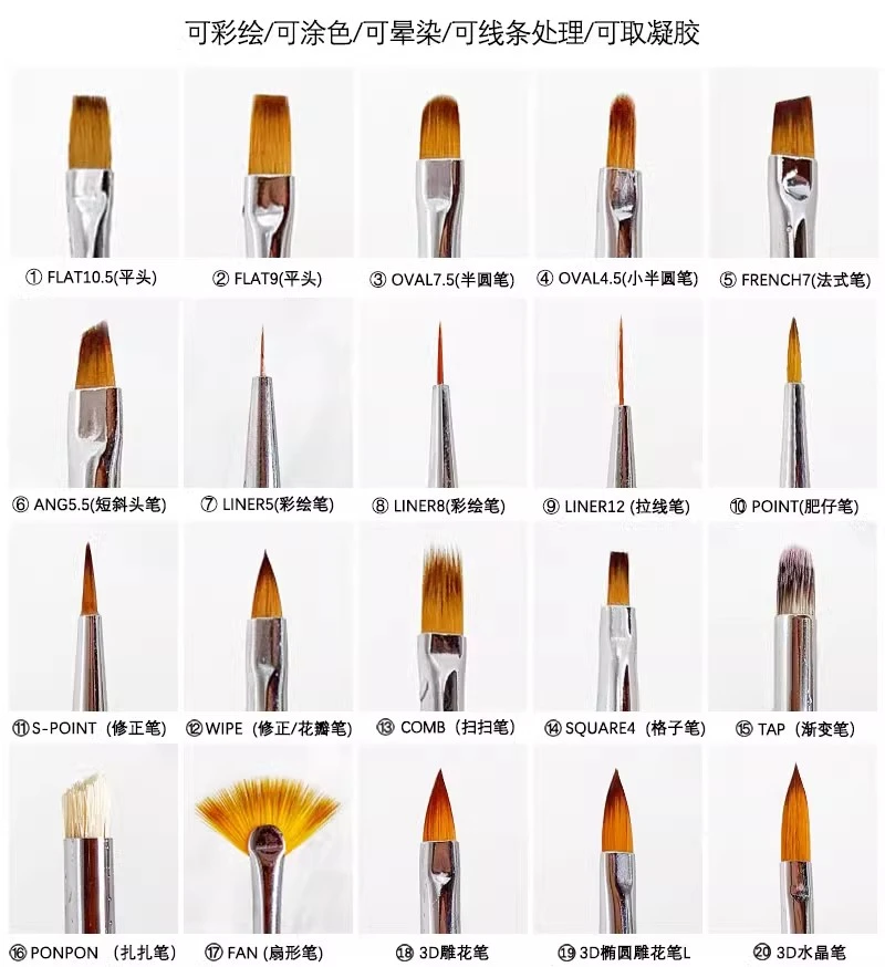 MOOS X TOUCHMEEE日式美甲画线笔刷光疗彩绘笔拉线笔肥仔笔扫扫笔