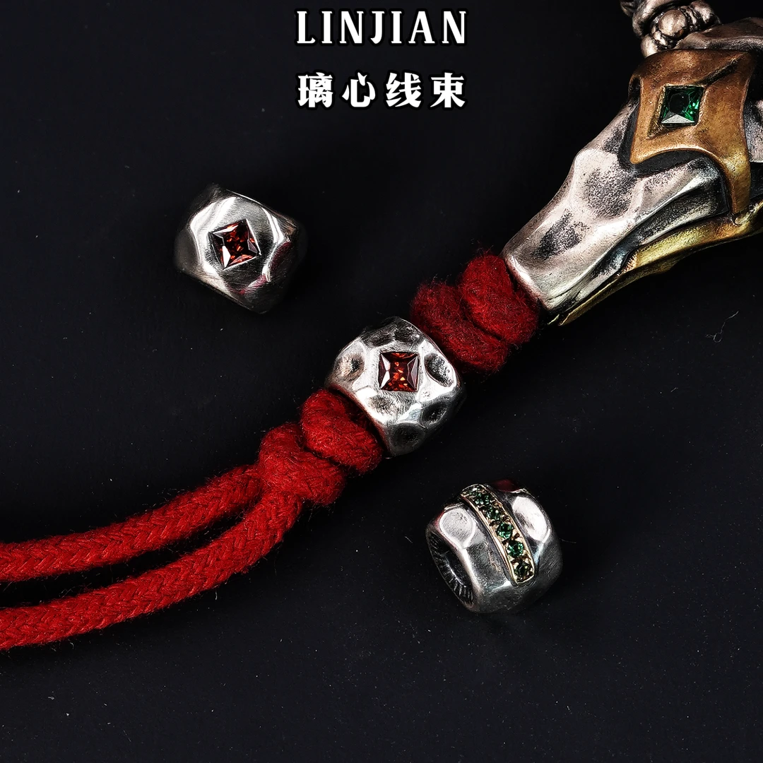 925银银制品 璃心线束纯银镶嵌diy文玩配饰手串配件猴头手持隔片