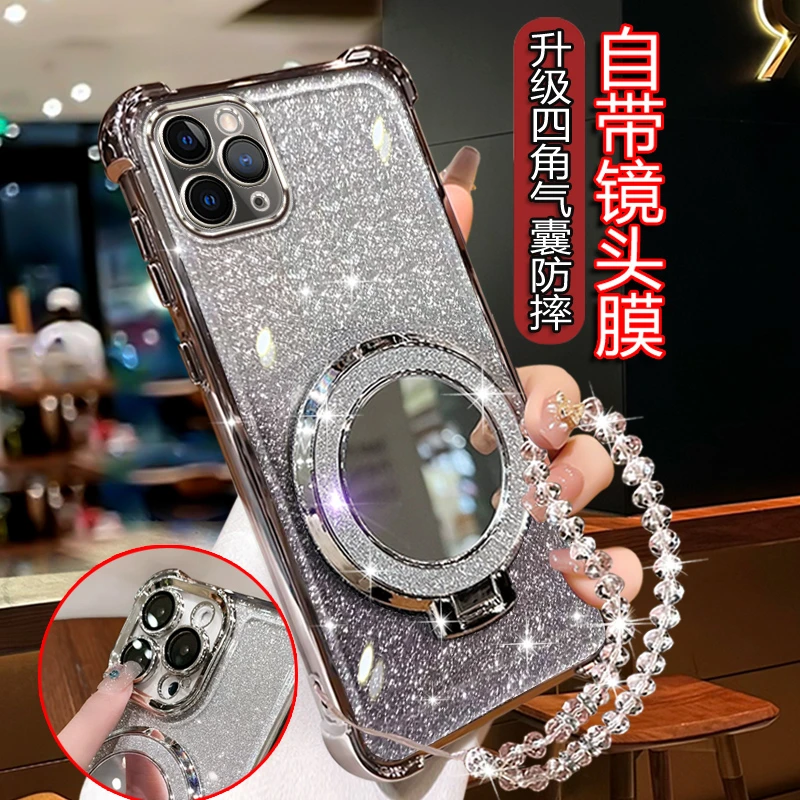 适用苹果11pro手机壳女网红高级闪粉创意iphone11pro amx镜头全包