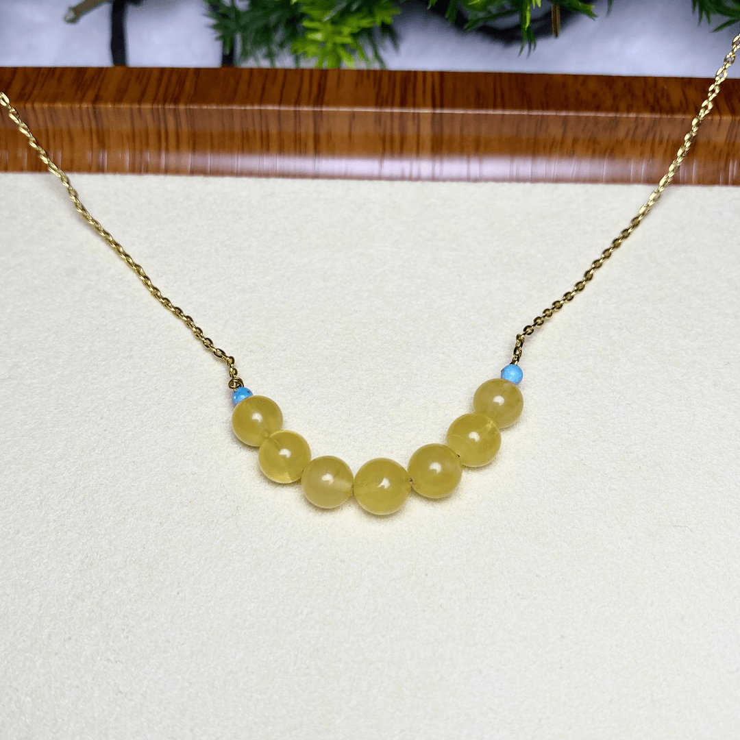 时尚百搭蜜蜡圆珠项链吊坠00070