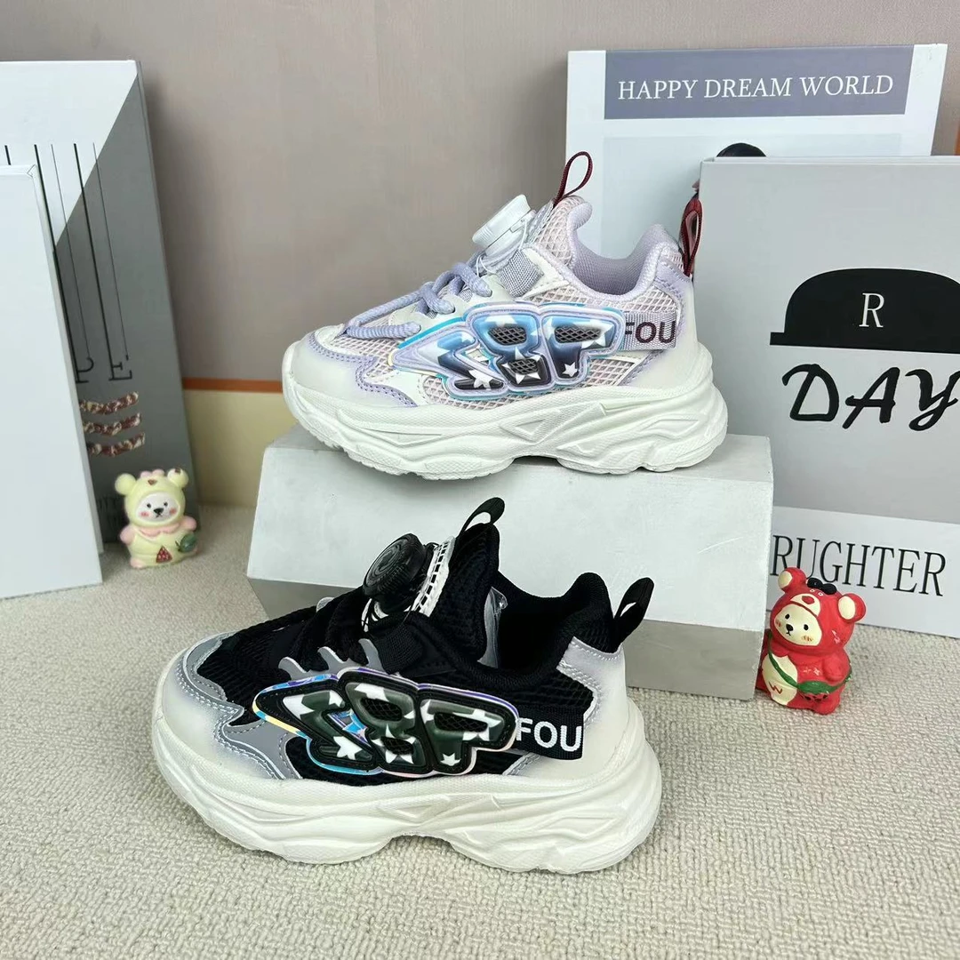 603新款儿童男童女童百搭时尚春季秋季透气网面厚底防滑运动鞋