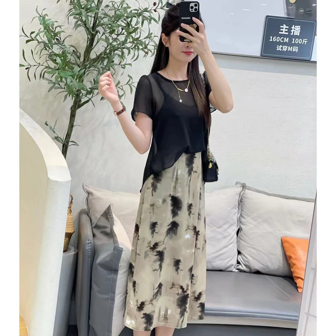 碧高作品  名媛风气质假两件拼接连衣裙