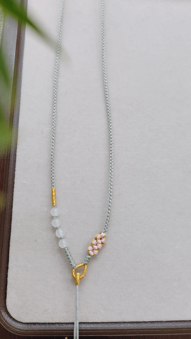 【石界玉绳】纯手工定制高档吊坠绳可调节款桃花结项链挂件绳花朵