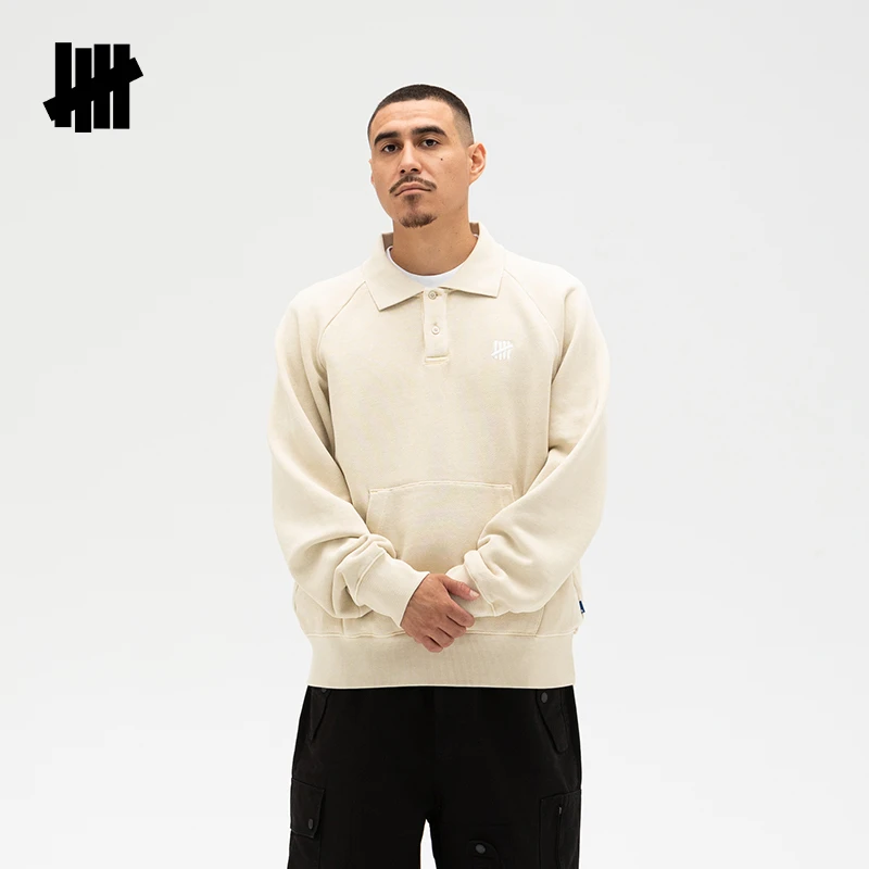 UNDEFEATED五条杠官方秋季新品字母印花POLO领套头卫衣UC43GKC03M