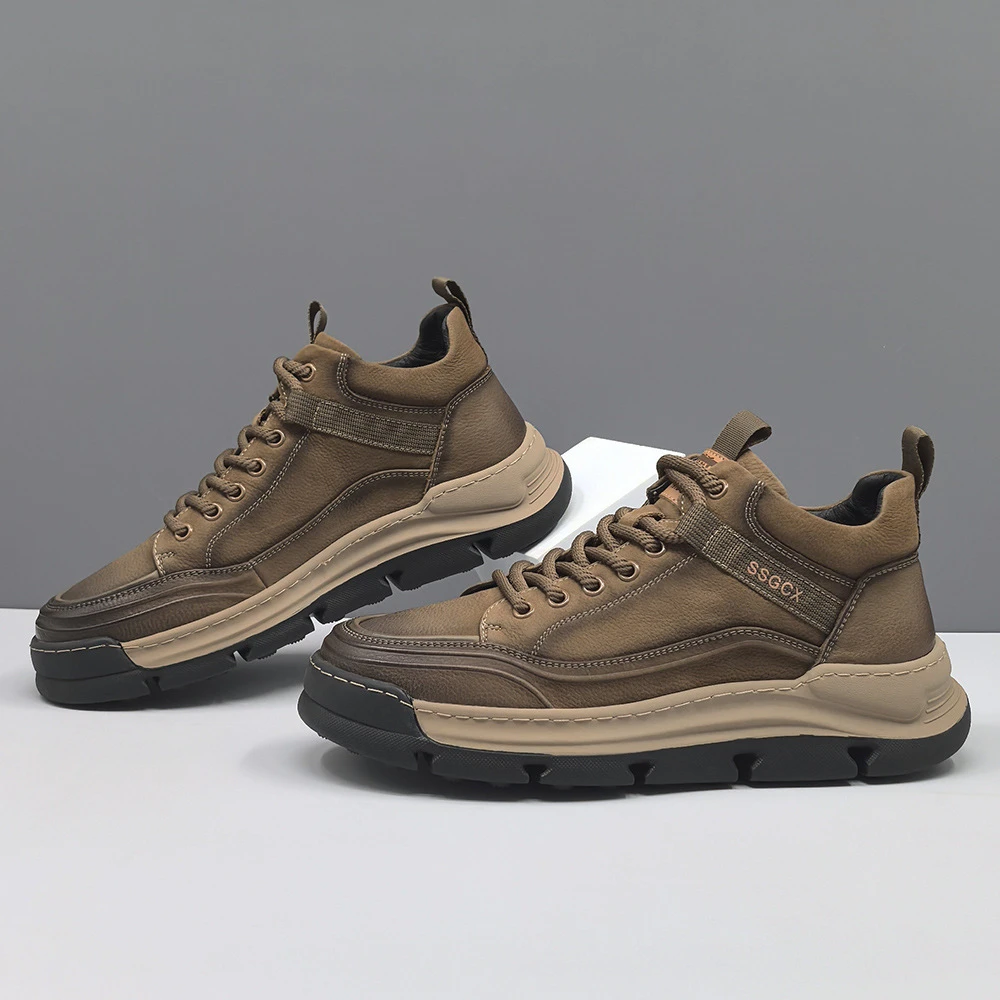 潮牌男鞋冬季加绒男士头层牛皮板鞋百搭运动休闲鞋子男款复古潮鞋