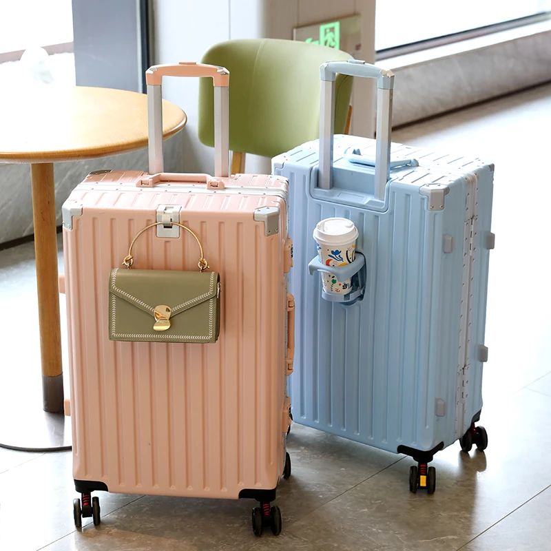 旅行行李箱高档时尚防水简约拉杆箱ins铝框轻便登机行李箱男女