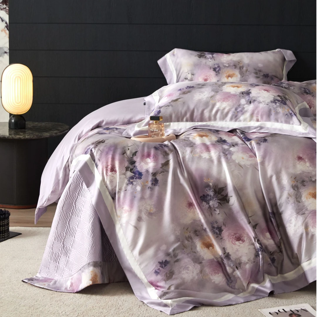 林小花【玛丽娅】- 天丝棉磨毛床上用品件套床盖印花四件套