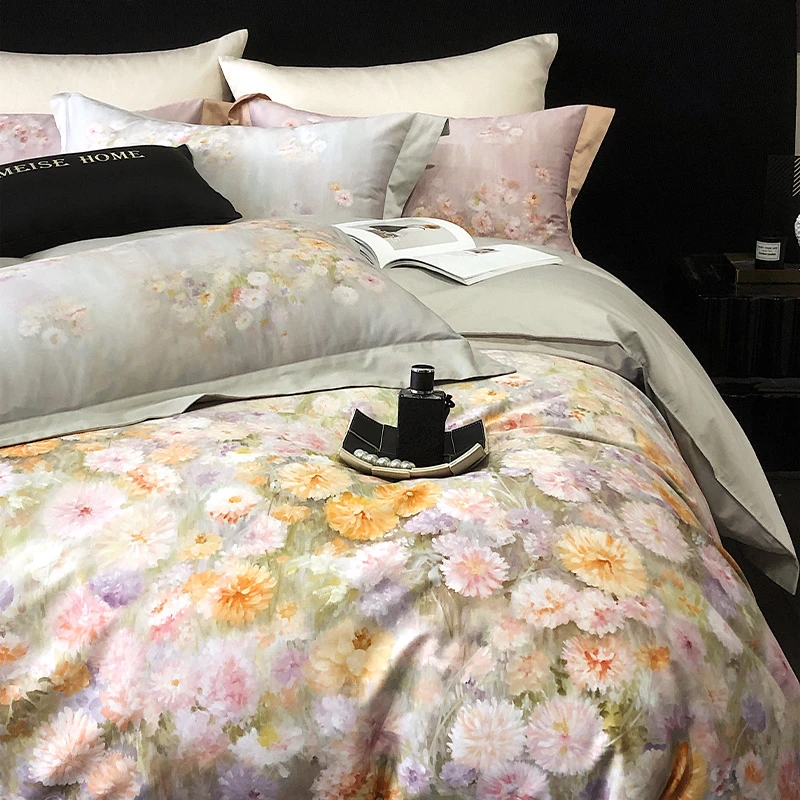 【繁花 水绿】新疆长绒棉全棉四件套轻奢床品纯棉床单被套床4件套