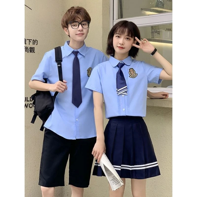 毕业班服高中生英伦学院风校服套装中学生夏季衬衫初中演出服
