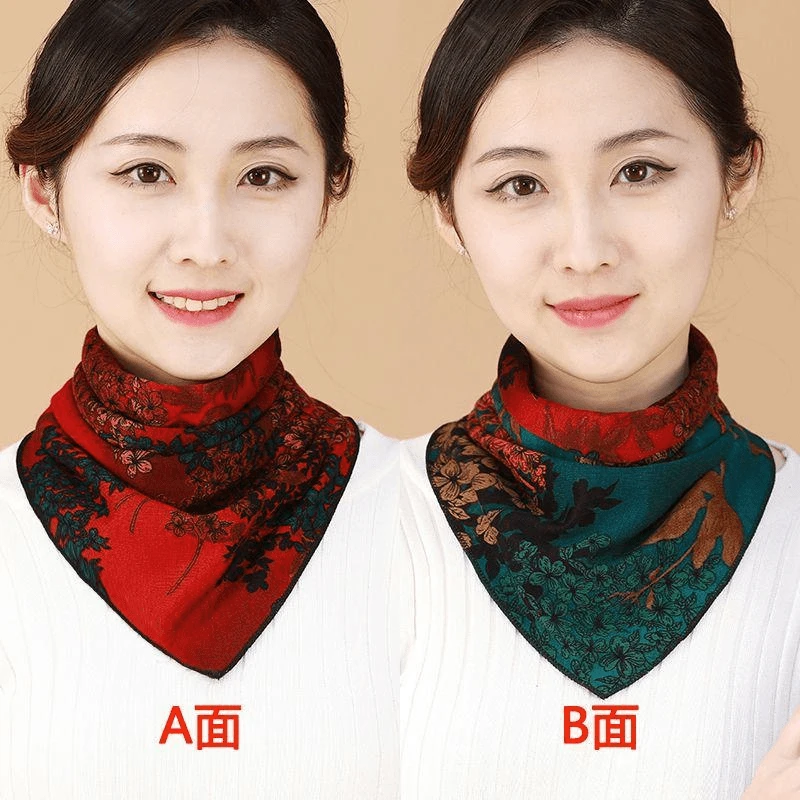 保暖三角围巾围巾韩系围脖女士女围脖双排扣暗扣双层双面三角巾