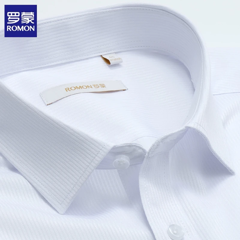 罗蒙男士春秋季新款长袖商务白衬衫中年短袖上班抗皱职业衬衣外套