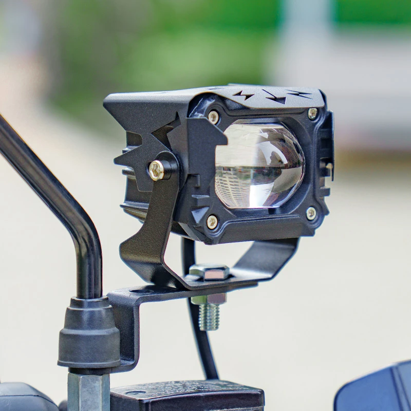 电动摩托车踏板电瓶通用后视镜反光镜改装射灯不锈钢拓展支架配件