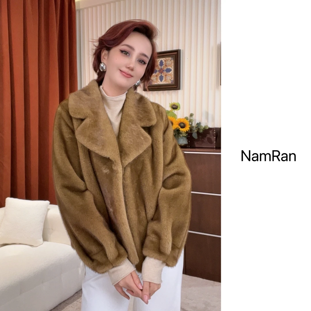 【NAM RAN】【灰色空间】秋冬百搭保暖仿貂绒短外套2410171